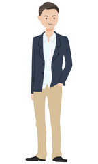 ジャケットコーディネートをしてる大人の男性のイラスト。