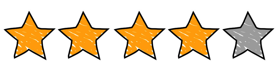 Obraz premium Hand drawn gold stars on the white background. rating concept.