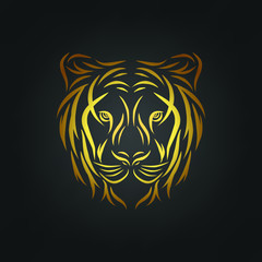 Fototapeta premium tiger head tattoo, tiger head line art