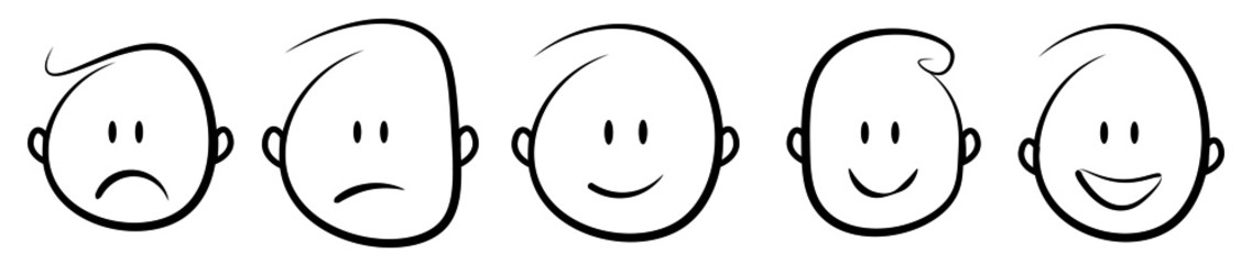 cartoon stickman facial expressions.rating and review concept.vector illustration.
