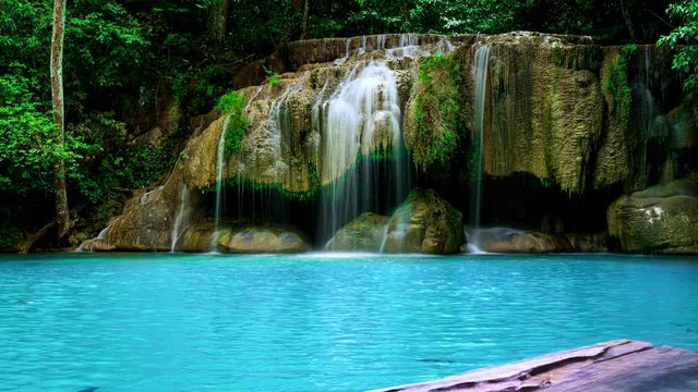 waterfall in the forest combine timelapse and normal speed 