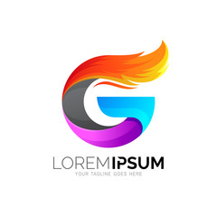 Letter G logo with fox tail design illustration