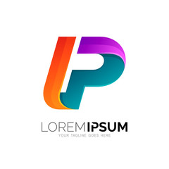 Letter P logo design abstract, 3d Colorful icons