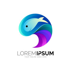 Fish logo template. Fresh seafood logo template design. Vector illustration, Tuna. Salmon. Seafood restaurant.