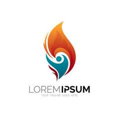 People and fire logo design, Vector logo combination of a man and fire. red logo