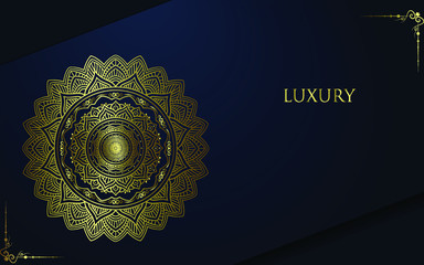 Luxury gold mandala ornate background for wedding invitation, book cover with mandala element style premium vector