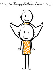 happy father's day cartoon stickman poster with copy space for your text. vector illustration.