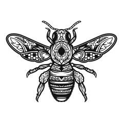mandala bee vector illustration creative concept