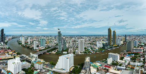panorama view of Bandkok city with Chao Phraya river in Thailand