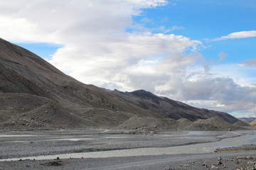 View of mountains with the clouds from Everest Base Camp, Tibet