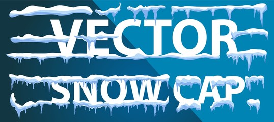 Winter blue background. Icy snow caps.The vector contains snow on a blue vector background. Snow peak, design element.