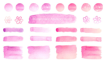 春色-秋色-水彩素材セット-ピンク系