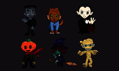 set of halloween mini - monsters