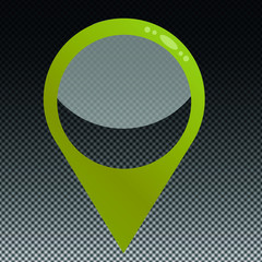 Map pointer with yellow border, reflections and shadow. Possibility to add a design to the transparent center.