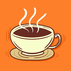 Doodle Cup of Coffee vector Illustration with black line and colorful design
