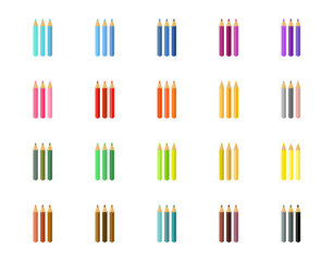Collection of colored pencils,Flat style. Vector illustration isolated on white background.