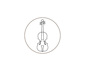Music, string, violin icon. Vector illustration, flat design.