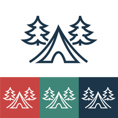 Linear vector icon with tent