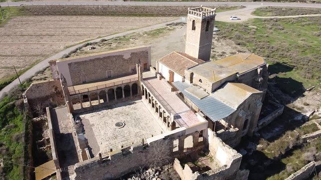 Aerial view of the monastery of Our Lady of Angels. Catalonia. Spain