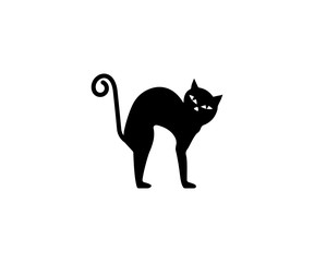 Black cat, halloween icon. Vector illustration, flat design.