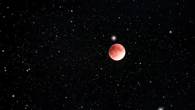 red moon or blood moon studded with stars in space, the universe