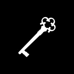 Old key icon isolated on dark background