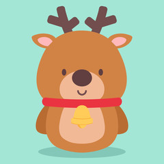 Cute reindeer character. Flat design style vector illustration.