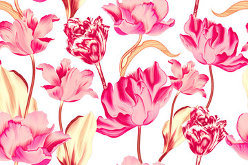 Seamless fashion pattern with Tulip Flower.