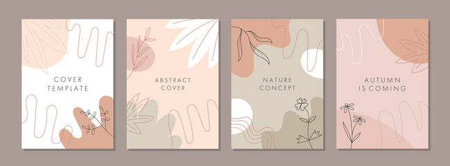 Set of abstract creative artistic templates with nature concept. Universal cover Designs for Annual Report, Brochures, Flyers, Presentations, Leaflet, Magazine.