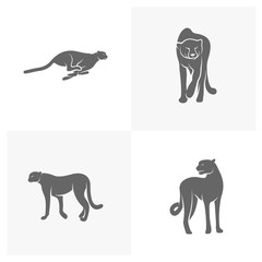 Set of Cheetah logo template vector illustration