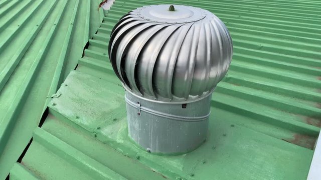 Roof turbine ventilation on a green roof controlling temperature , humidity control, carbon dioxide and oxygen replacement, and air circulation.