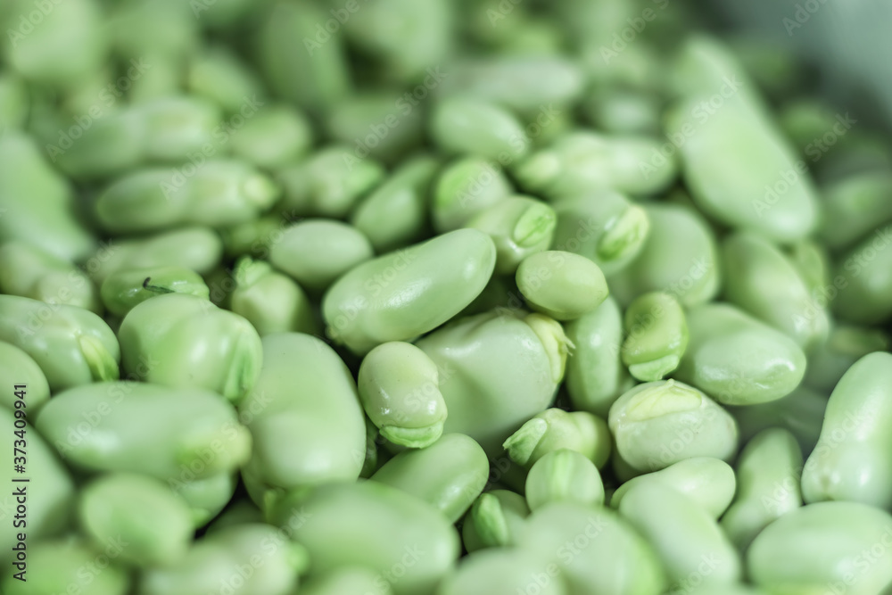 Poster close up beautiful fresh geen broad beans pattern background texture for design.