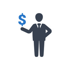 Businessman with dollar sign icon