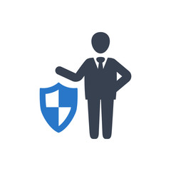 Businessman with shield icon