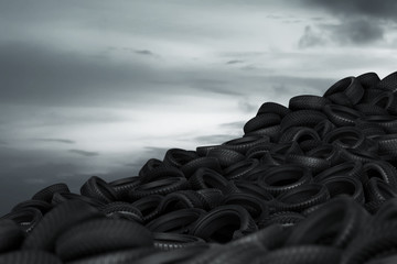 Obraz premium Pile of used car tires