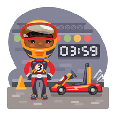 Cartoon Girl Racer and Go-Kart