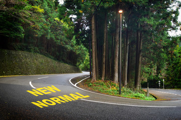 Road to survival from covid 19. Coronavirus disease 2019 or Covid-19 protect yourself concept and new normal challenge idea