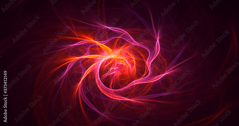 Poster 3d rendering abstract multicolor fractal light background