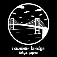 Circle icon line Rainbow bridge. vector illustration