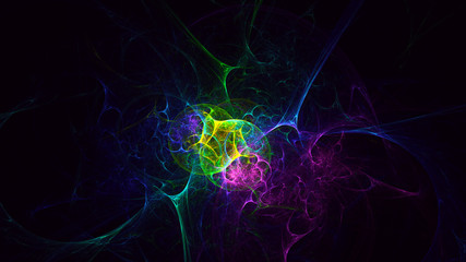 3D rendering abstract multicolor fractal light background
