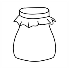 Autumn Cozy mood concept. line art Jar of jam or honey. Favorite yummy. abstraction. For your creative design. stock. Modern hand drawn vector illustration isolated on white background