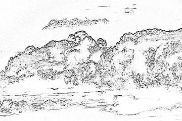 black-and-white astartto drawing similar to profile clouds