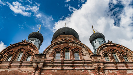 The sky above the domes of the monastery