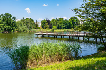 Fototapeta na wymiar Na Przedzalnianej Pond in Lodz, Poland