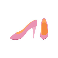 Front view of women high heels fashion shoes flat vector illustration isolated.