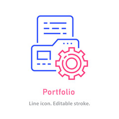 Portfolio line icon on white background. Editable stroke.