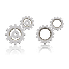 Set of gears with reflection. Vector icon. Mechanical gear. The image of the gear. Cogwheel gear