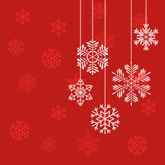 New Year's snowflakes on a red background. Winter option for packaging, cards and various invitations.