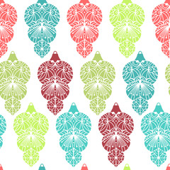 Seamless vector pattern illustration lined abstract Christmas decorations in lines
