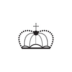 Emperor crown icon with curved dotted lines and cross symbol on top